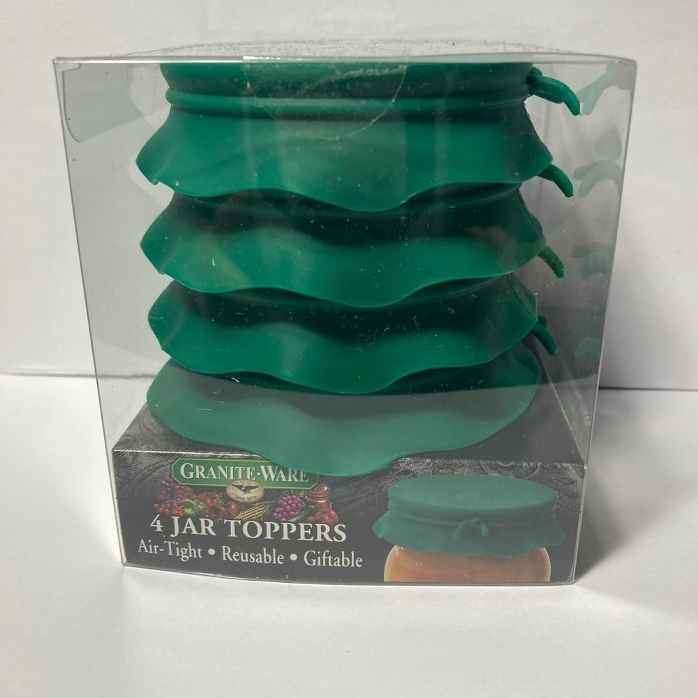 Granite Ware Silicone Canning Jar Toppers Lid Standard Green 2 Packs Reusable